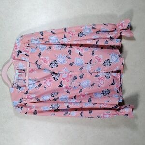03520 Joie peach w/pink & blue floral print blouse L